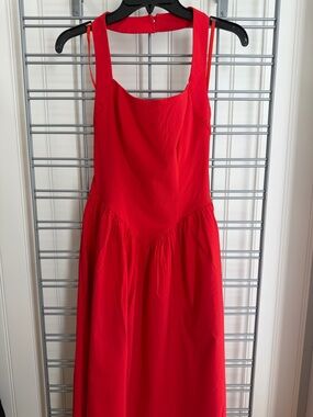Red Sleeveless Maxi Dress with Scoop Neck